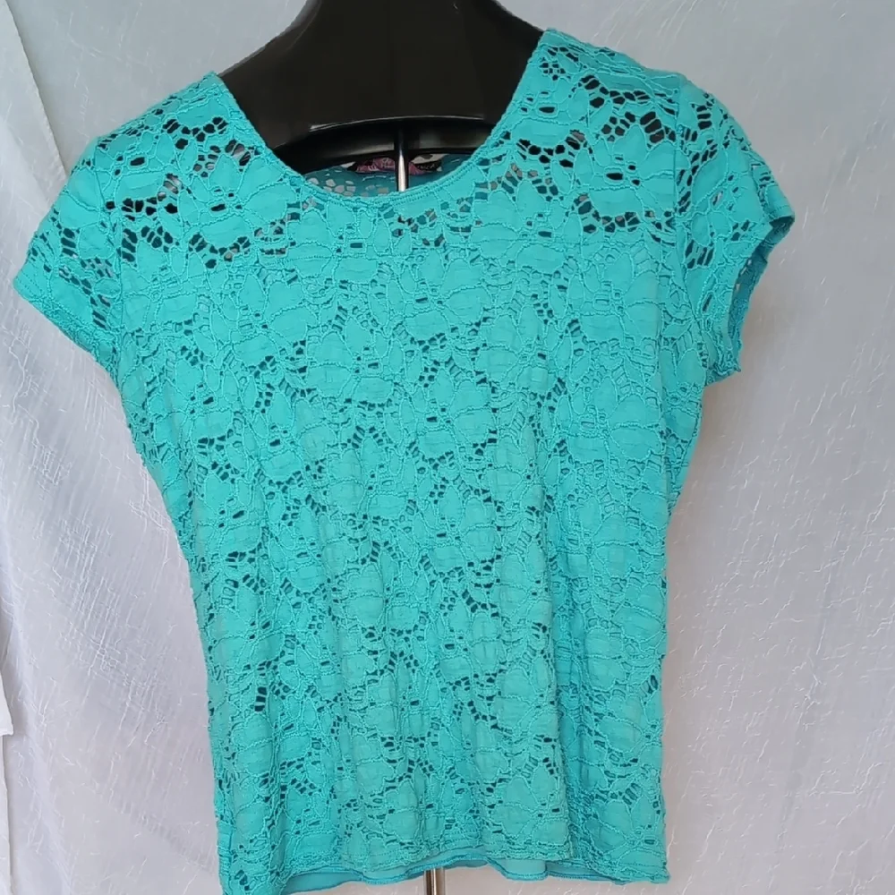 Peck & Peck Blue and Pink Strech Lace Blouses Soft Lightweight Tops - Picture 3 of 10